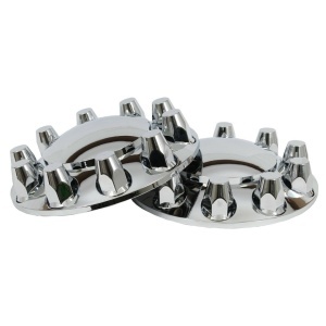 TR583-TWC | Pair of Chrome Plastic Front Wheel Cover w/ 33MM Lug Nut Covers