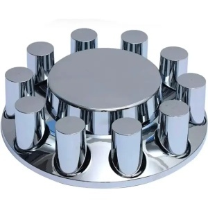 TR134-TWC | Chrome Plastic Universal Front Wheel Cover with 33MM Cylinder Screw-on Lug Nut Covers